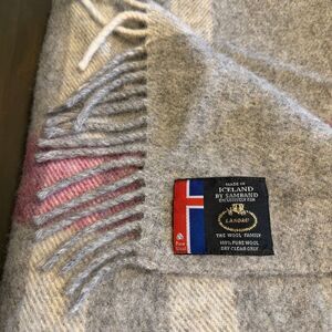 Vintage Luxury Pure Wool Blanket Made in Iceland by Samband for Landau 60 X 77